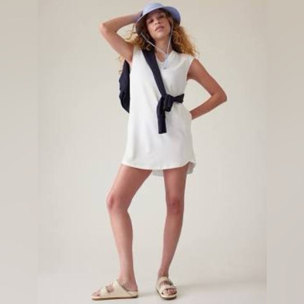 NWT Athleta Pacifica Dress XL V-Neck Sleeveless White